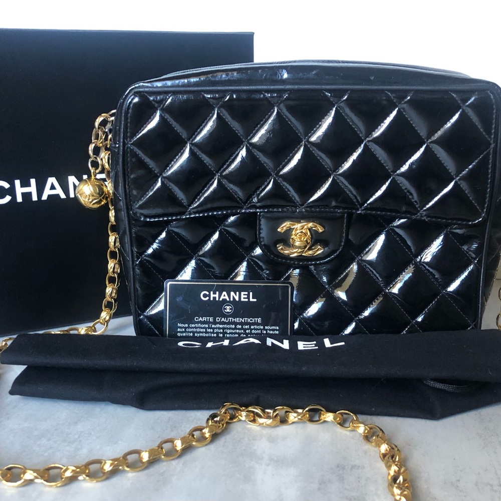 SOLD Chanel Vintage Patent Black Bijoux Chain Flap Bag